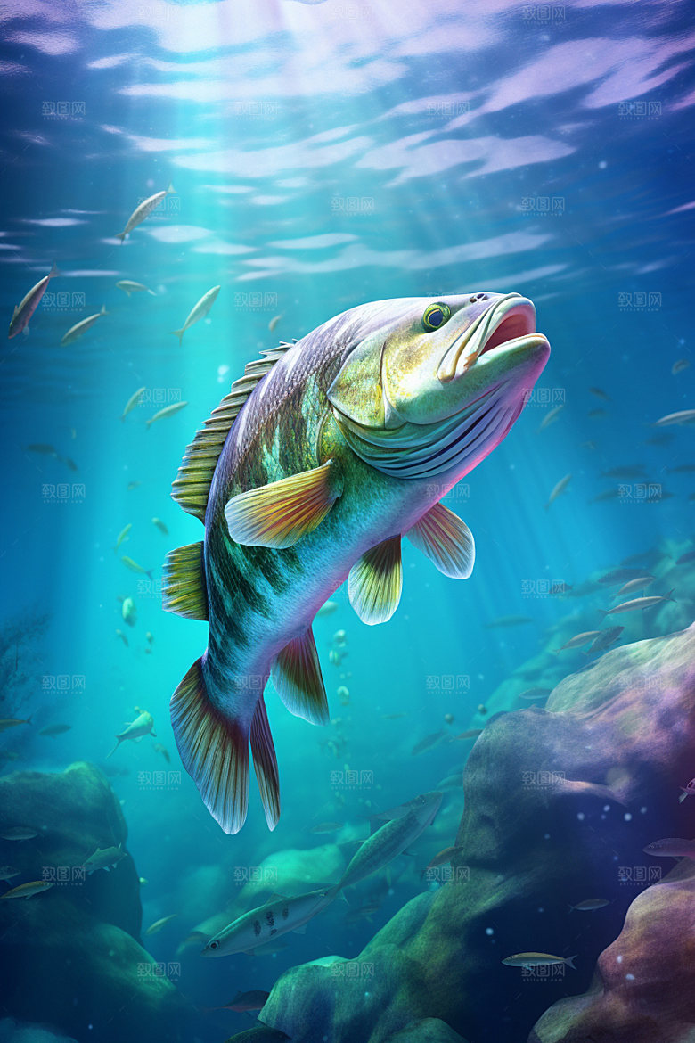 海洋生物游泳生态素材