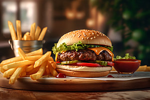 汉堡美味美食摄影图