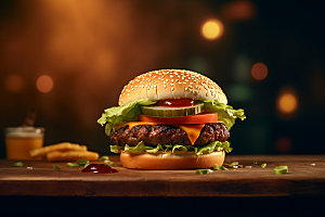 汉堡创意餐饮摄影图