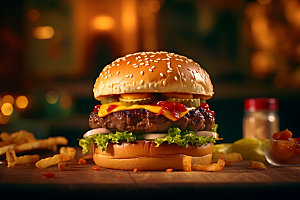 汉堡美食快餐摄影图