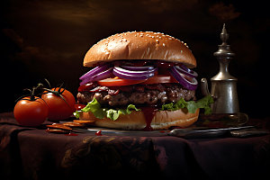 汉堡快餐美食摄影图