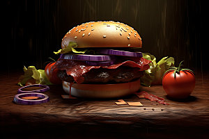 汉堡快餐美味摄影图