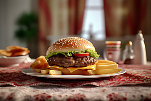 汉堡美味餐饮摄影图