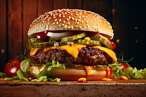汉堡快餐创意摄影图
