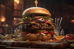 汉堡快餐高清摄影图