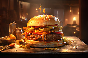 汉堡餐饮食品摄影图