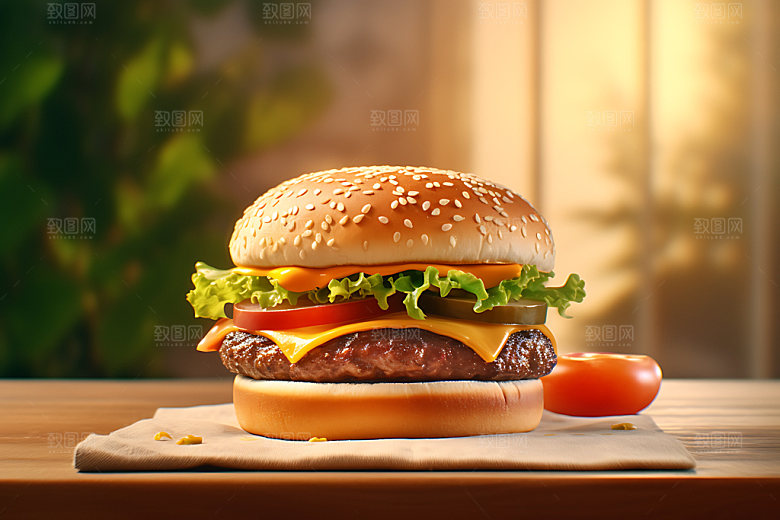 汉堡创意食品摄影图