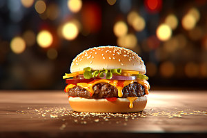 汉堡食品快餐摄影图