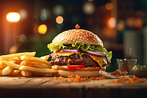 汉堡美食食品摄影图