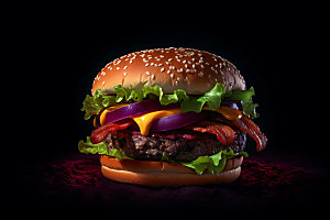 汉堡美味餐饮摄影图