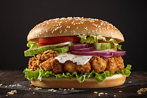 炸鸡汉堡快餐高清摄影图