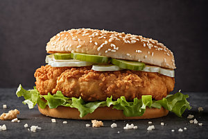 炸鸡汉堡西餐美食摄影图