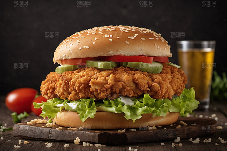 炸鸡汉堡美食高清摄影图
