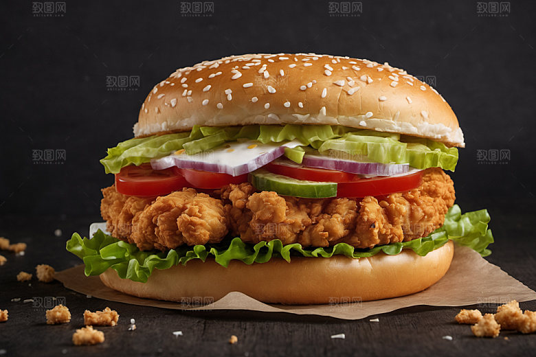 炸鸡汉堡西餐美味摄影图
