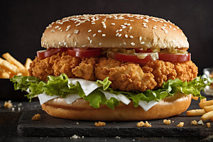 炸鸡汉堡快餐美食摄影图