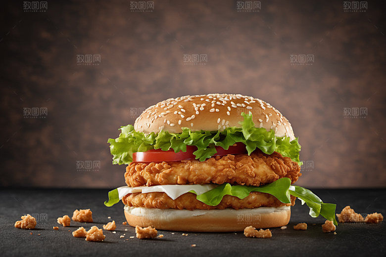 炸鸡汉堡西餐美食摄影图