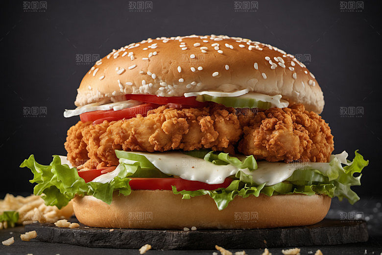 炸鸡汉堡快餐美食摄影图