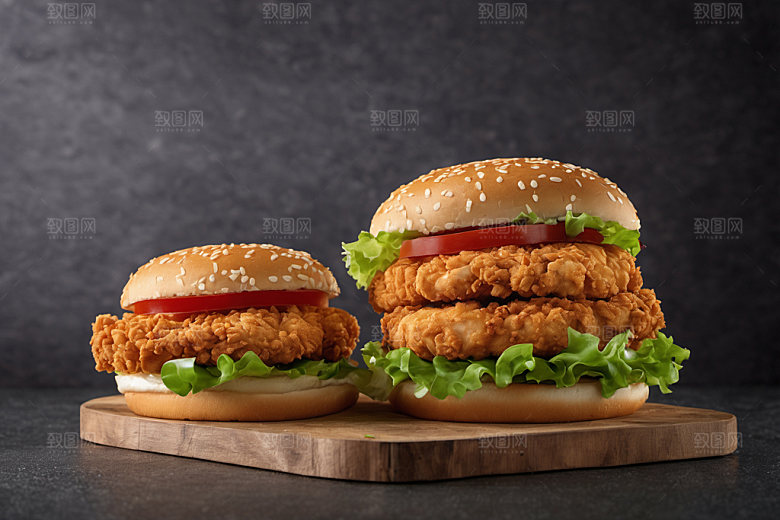 炸鸡汉堡高清美食摄影图