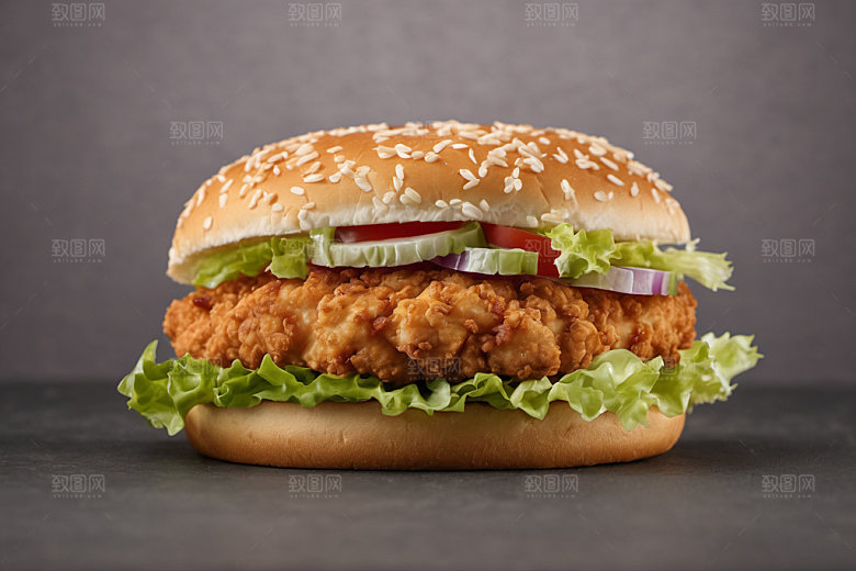 炸鸡汉堡西餐美食摄影图