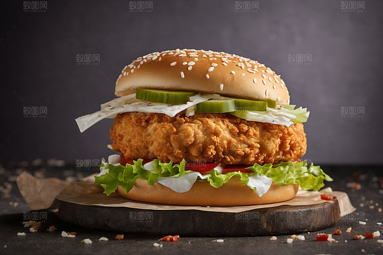 炸鸡汉堡西餐美食摄影图
