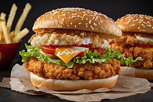 炸鸡汉堡快餐美食摄影图