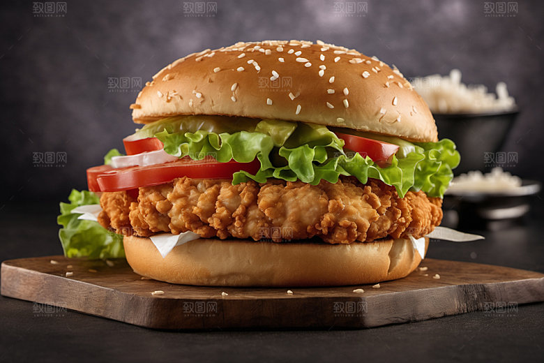 炸鸡汉堡快餐美食摄影图
