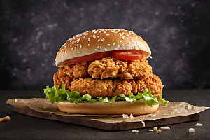 炸鸡汉堡高清快餐摄影图