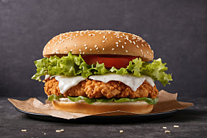 炸鸡汉堡高清快餐摄影图