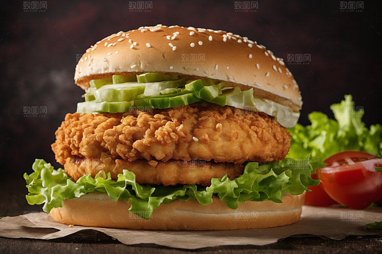 炸鸡汉堡快餐美食摄影图