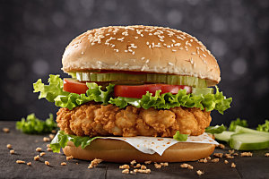 炸鸡汉堡美味快餐摄影图
