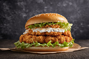 炸鸡汉堡美食快餐摄影图