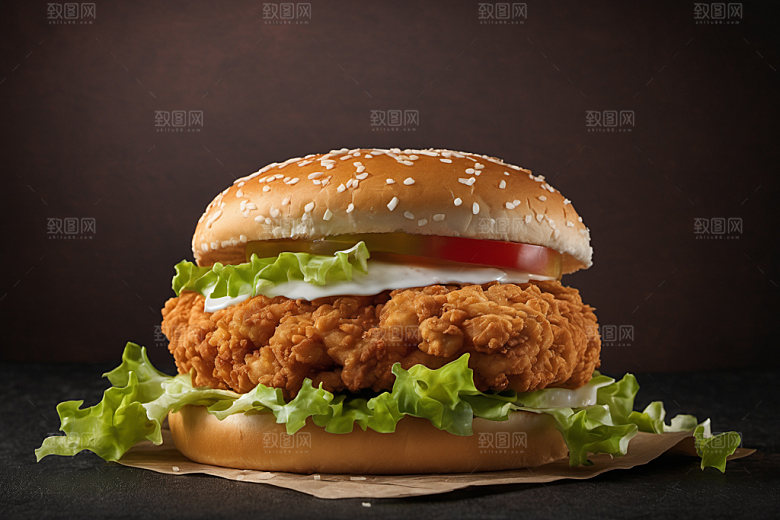 炸鸡汉堡美食快餐摄影图