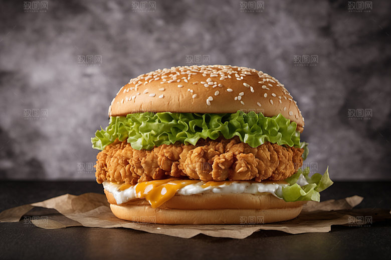 炸鸡汉堡西餐美食摄影图