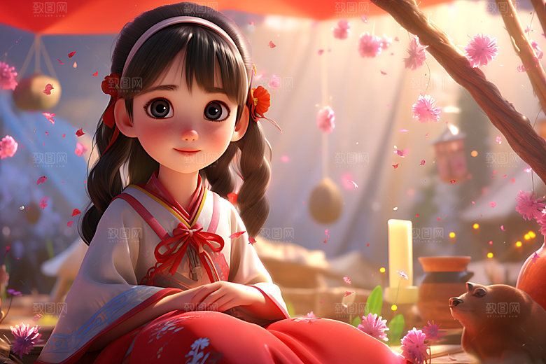 汉服露营户外3D模型