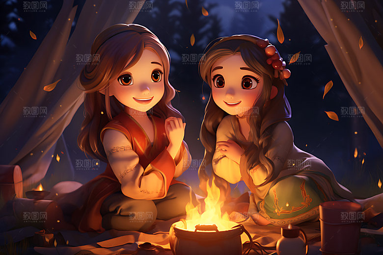 汉服露营立体野营模型