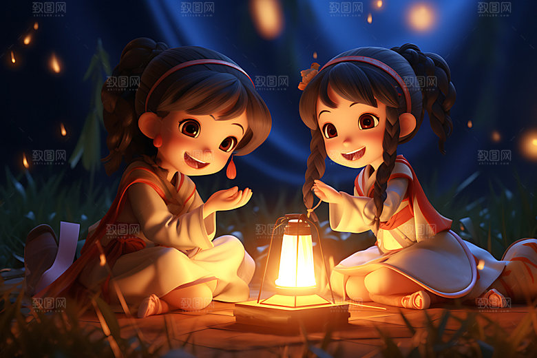汉服露营3D立体模型
