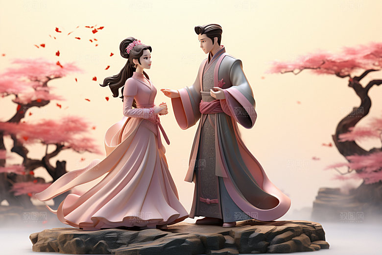 七夕汉服古风中国风模型