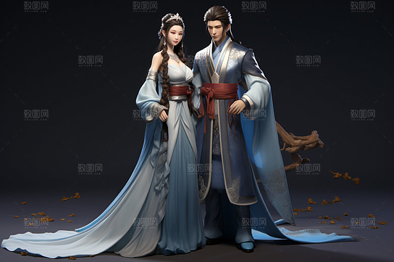 七夕汉服人物3D模型