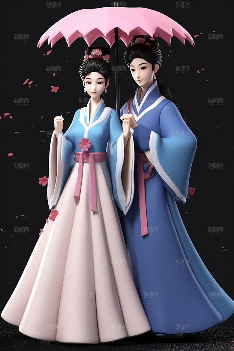 七夕汉服乞巧节传统模型