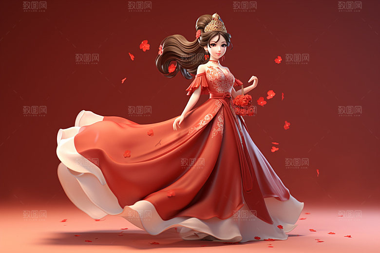 七夕汉服传统3D模型