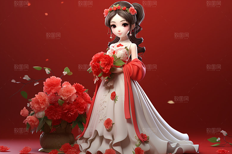 七夕汉服3D爱情模型