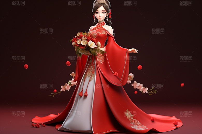 七夕汉服古风中国风模型