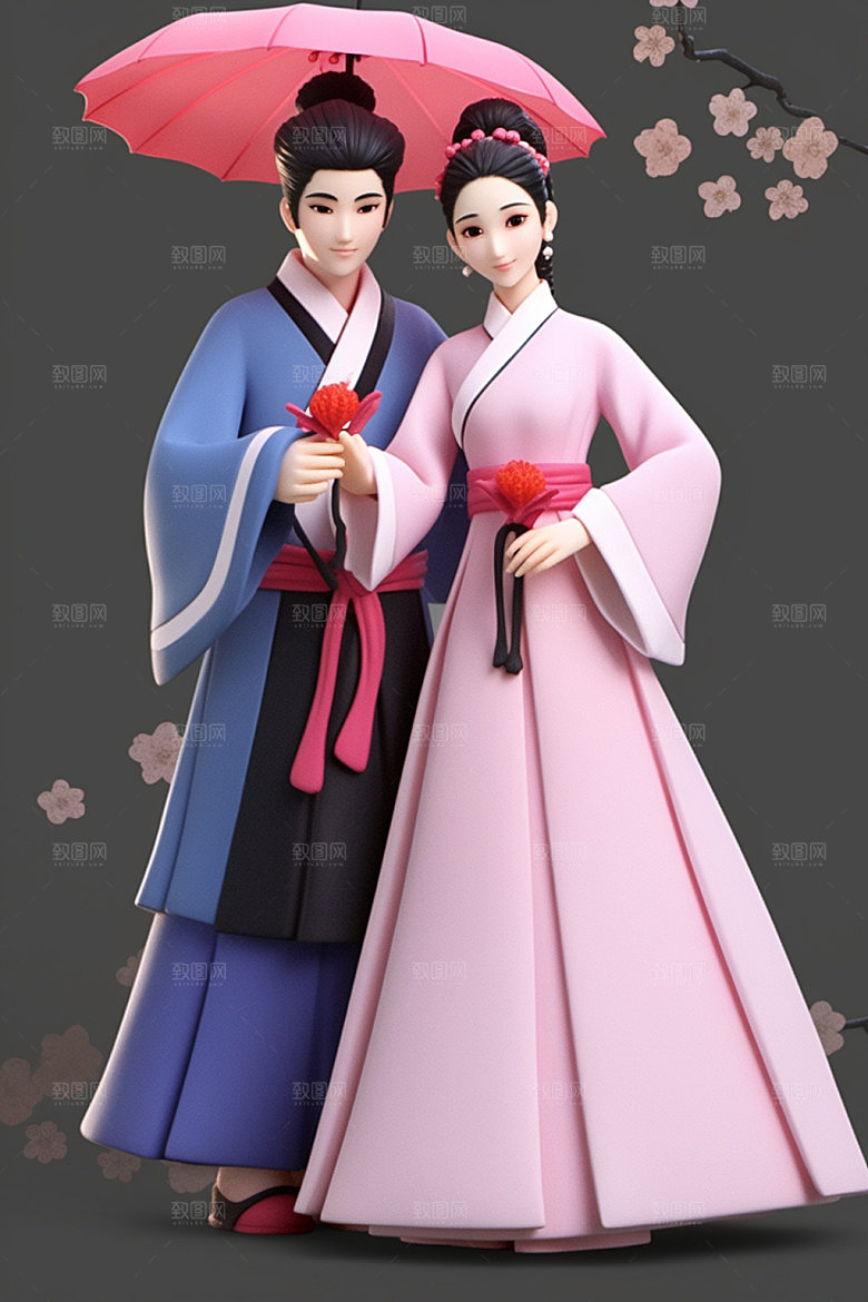 七夕汉服3D乞巧节模型