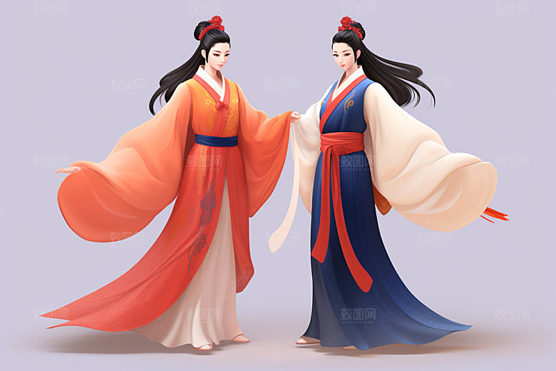 七夕汉服3D中式模型