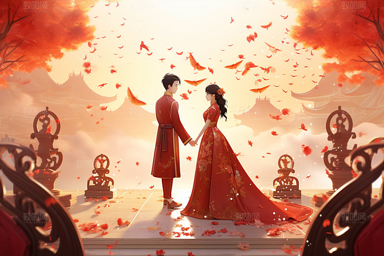 七夕汉服乞巧节牛郎织女模型