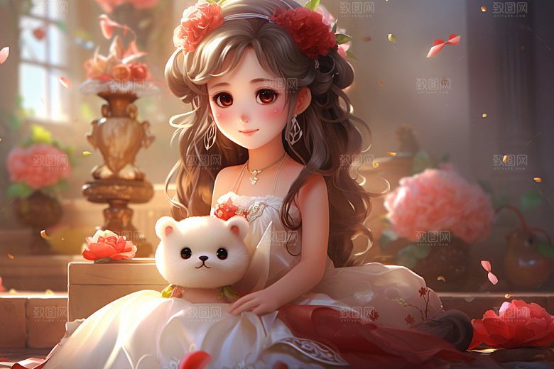 七夕汉服牛郎织女乞巧节模型