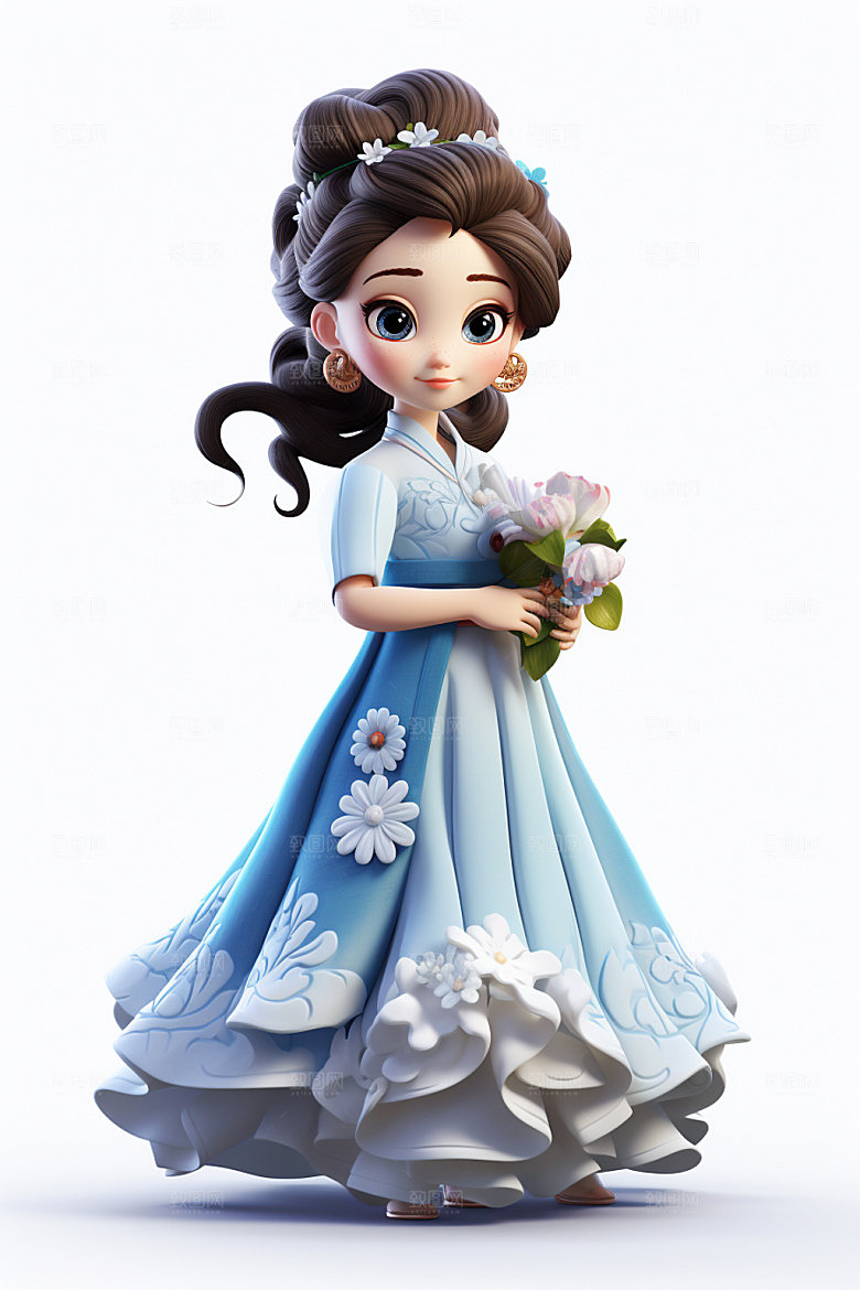 汉服赏花立体唯美模型