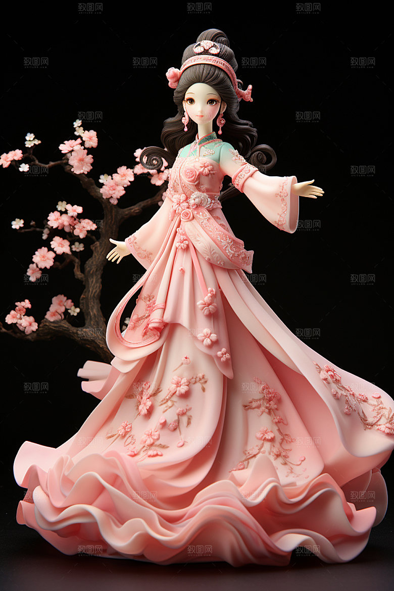 汉服赏花氛围中国风模型