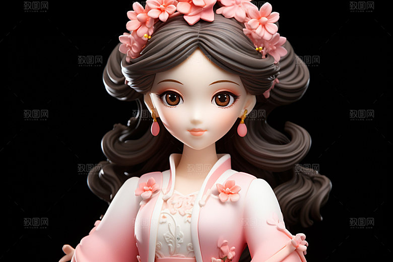 汉服赏花高清中国风模型
