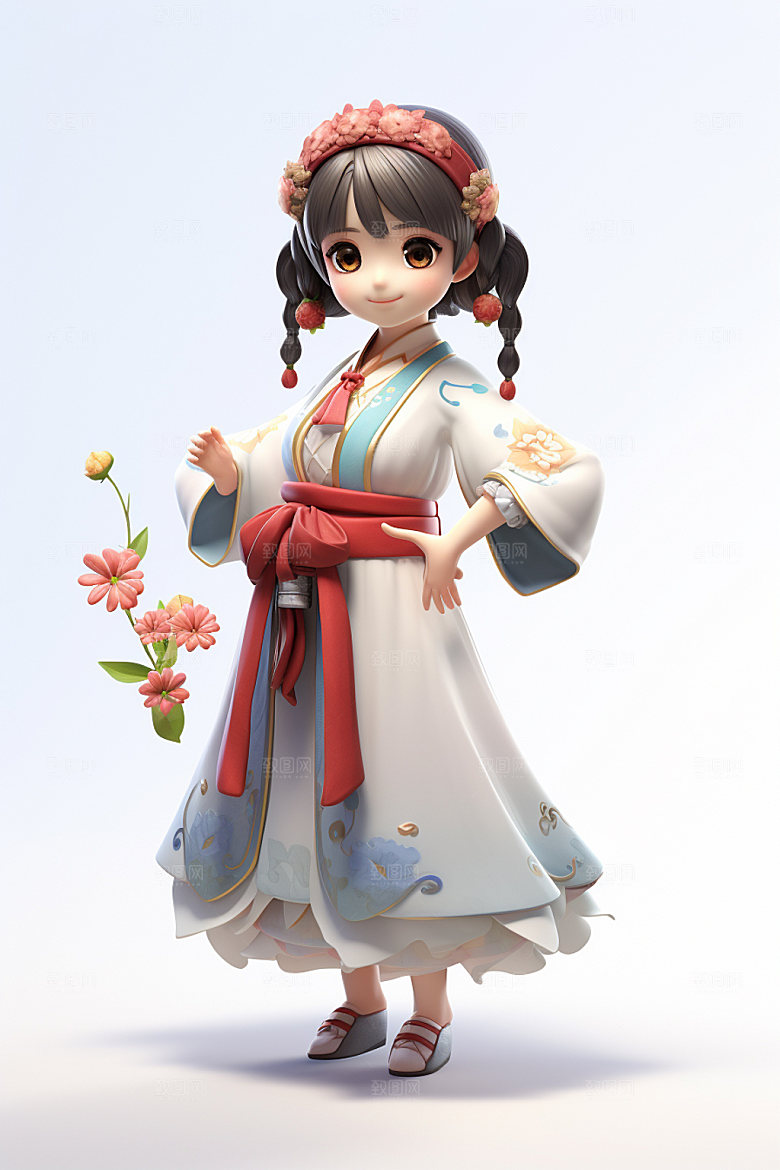 汉服赏花中国风春天模型